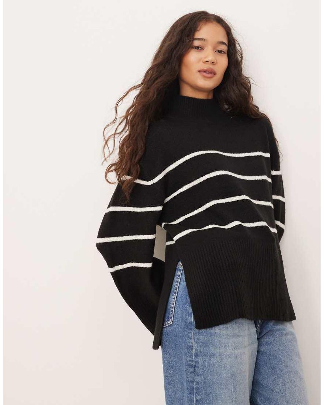 Brave Soul Black High Neck Loose Fit Jumper