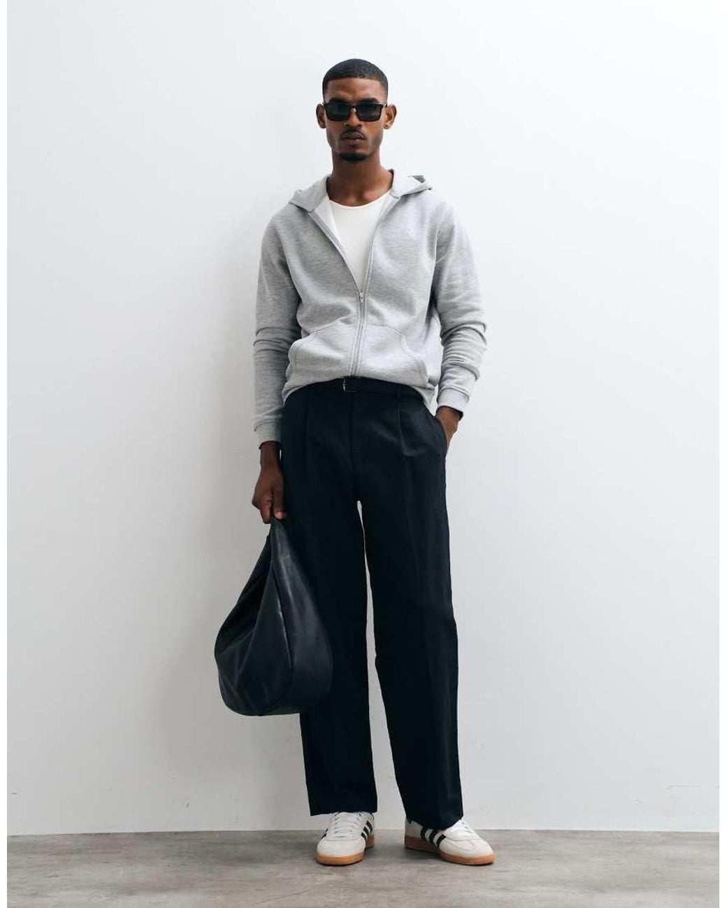 ASOS Gray Essentials Zip Through Hoodie for men