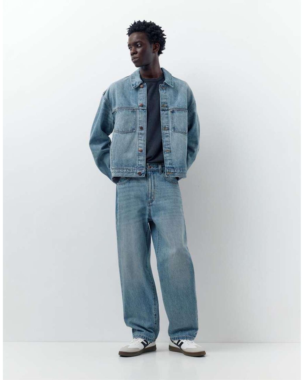 Pull&Bear Denim Trucker Jack in het Blue voor heren