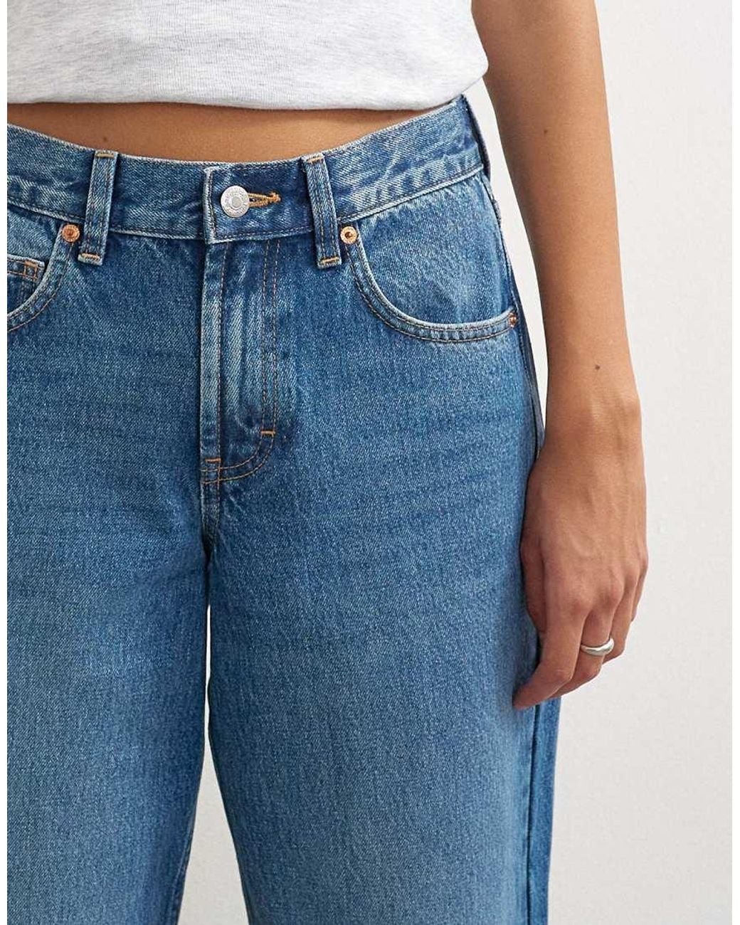 TOPSHOP Blue Cinch Low Rise Relaxed Jean