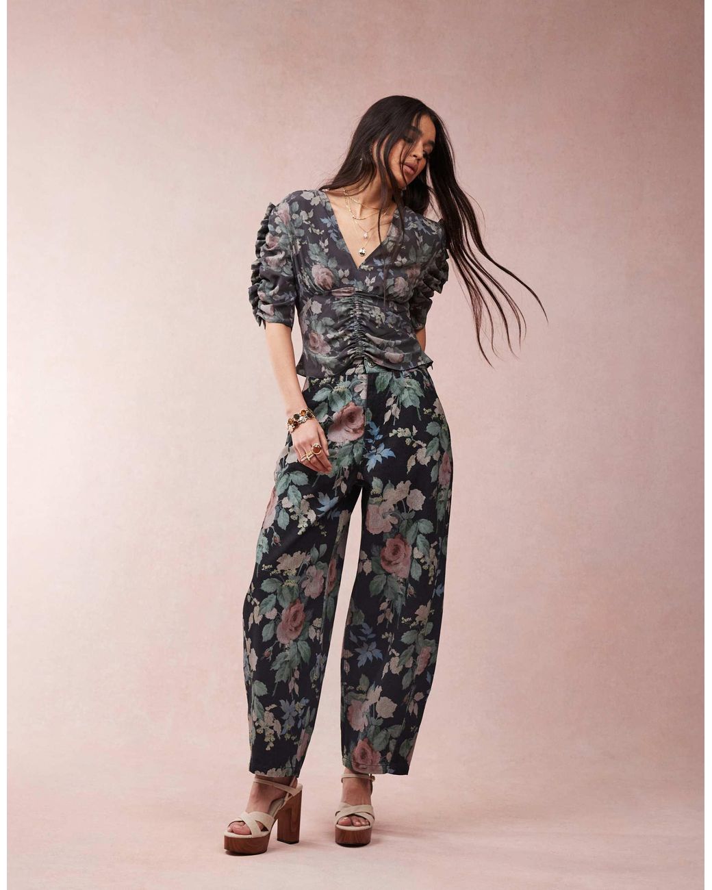 ASOS Natural V Neck Tea Blouse