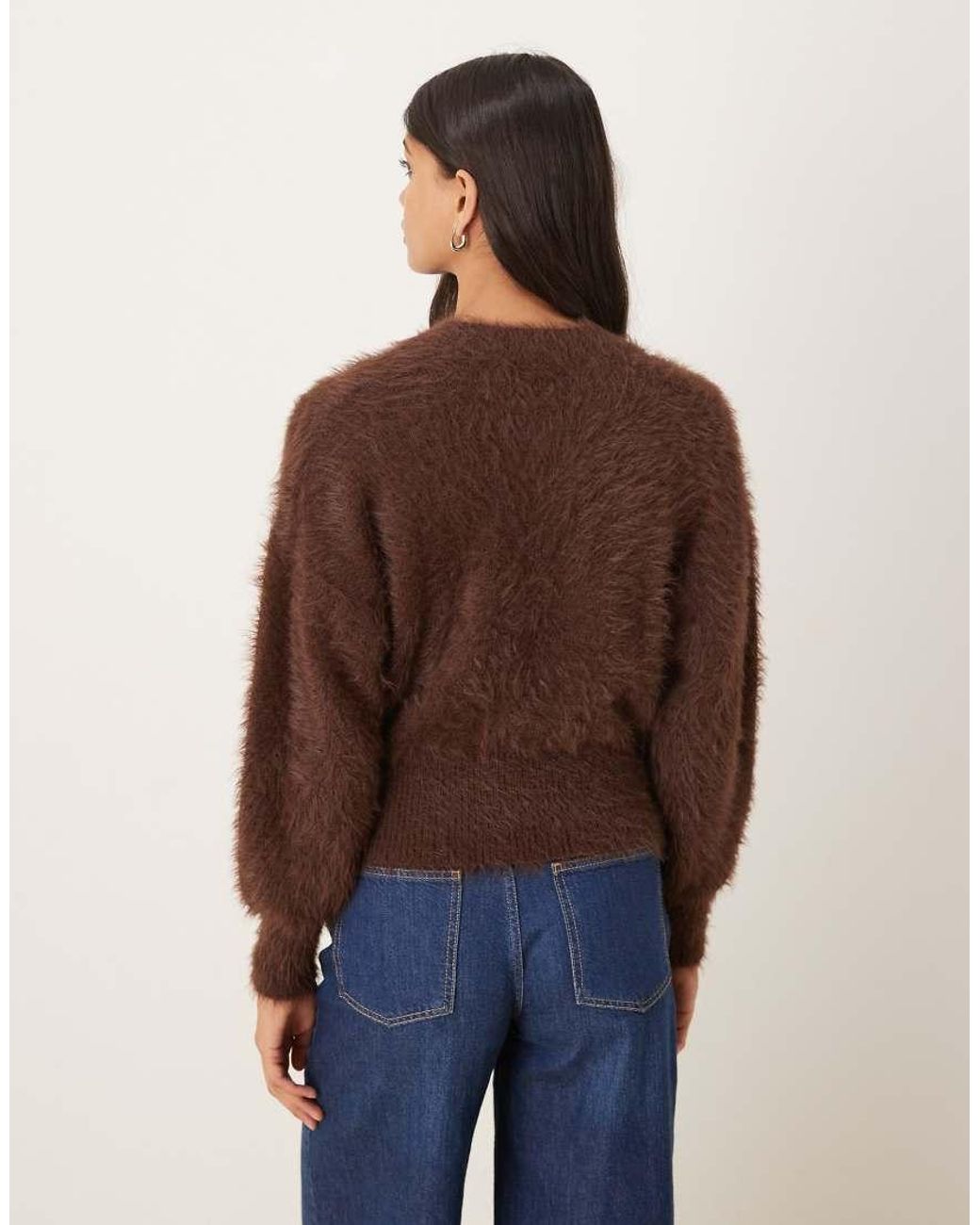 ASOS Brown Knitted Eyelash Waisted Crew Neck Jumper