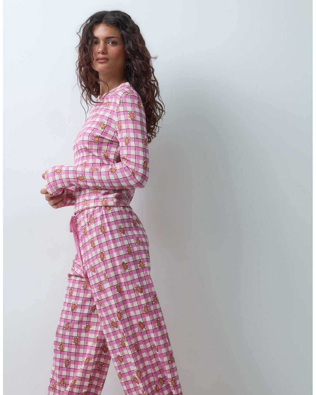 ASOS Pink Checked Pyjama Set
