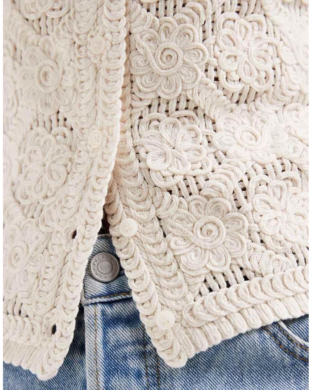 ONLY Blue Crochet Vest