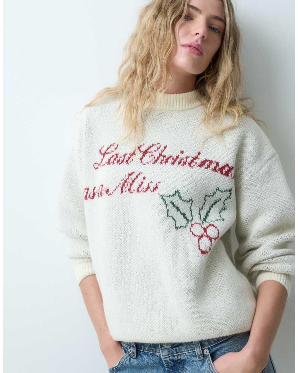 Six Stories Blue 'Last Christmas As A Miss' Knitted Crewneck Jumper