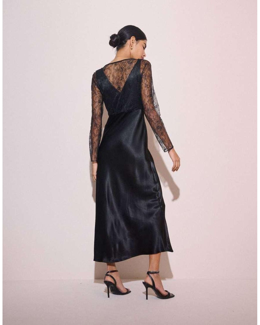 Nobody's Child Pink Lace Detail Satin Kimber Midi Dress