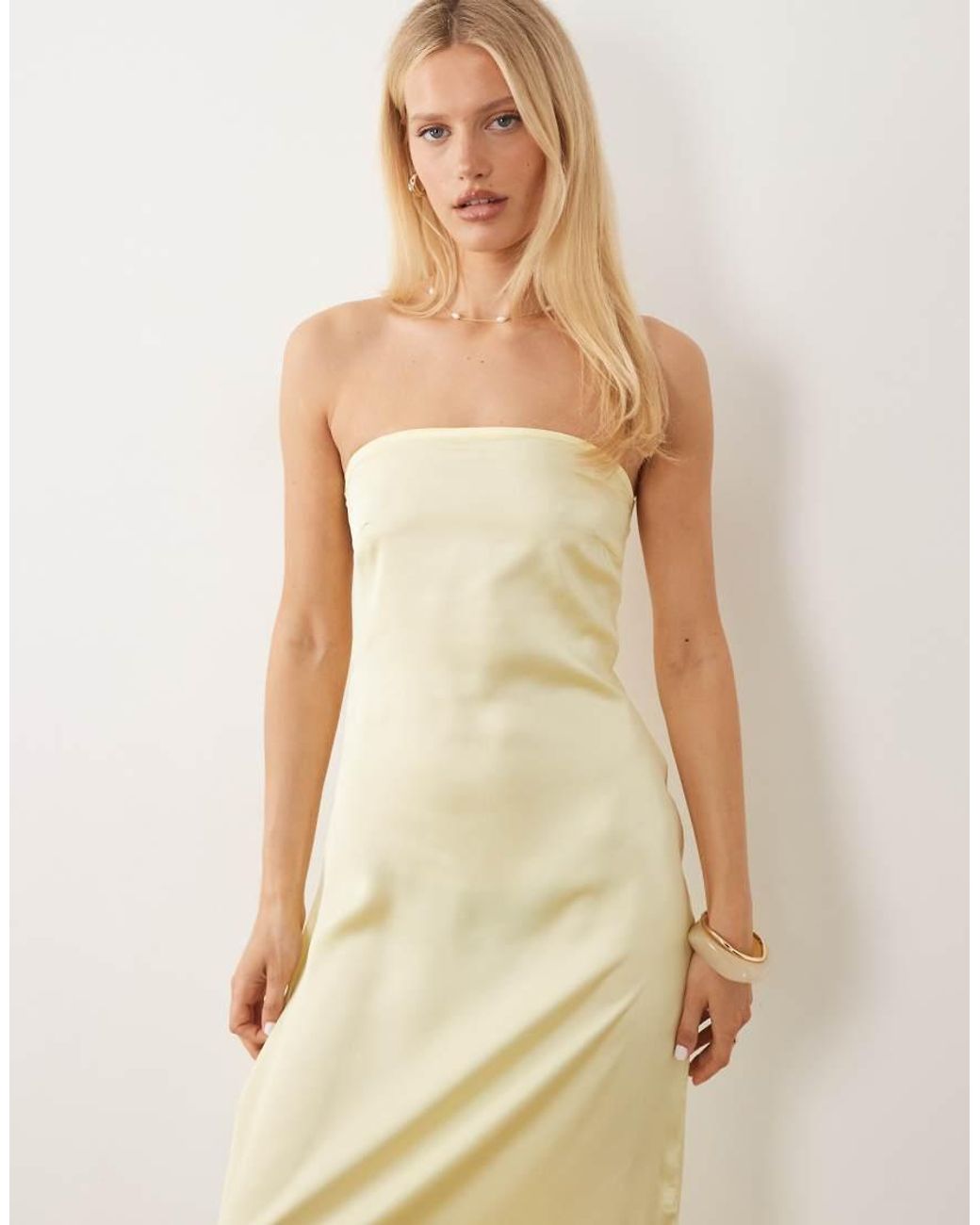 Pieces Natural Bandeau Maxi Satin Dress