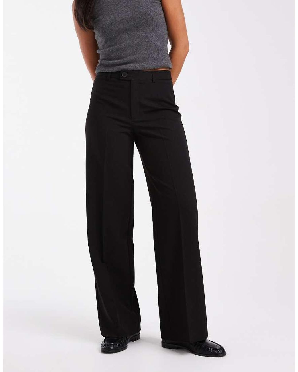 Vero Moda Black Straight Smart Trouser With Crease Front
