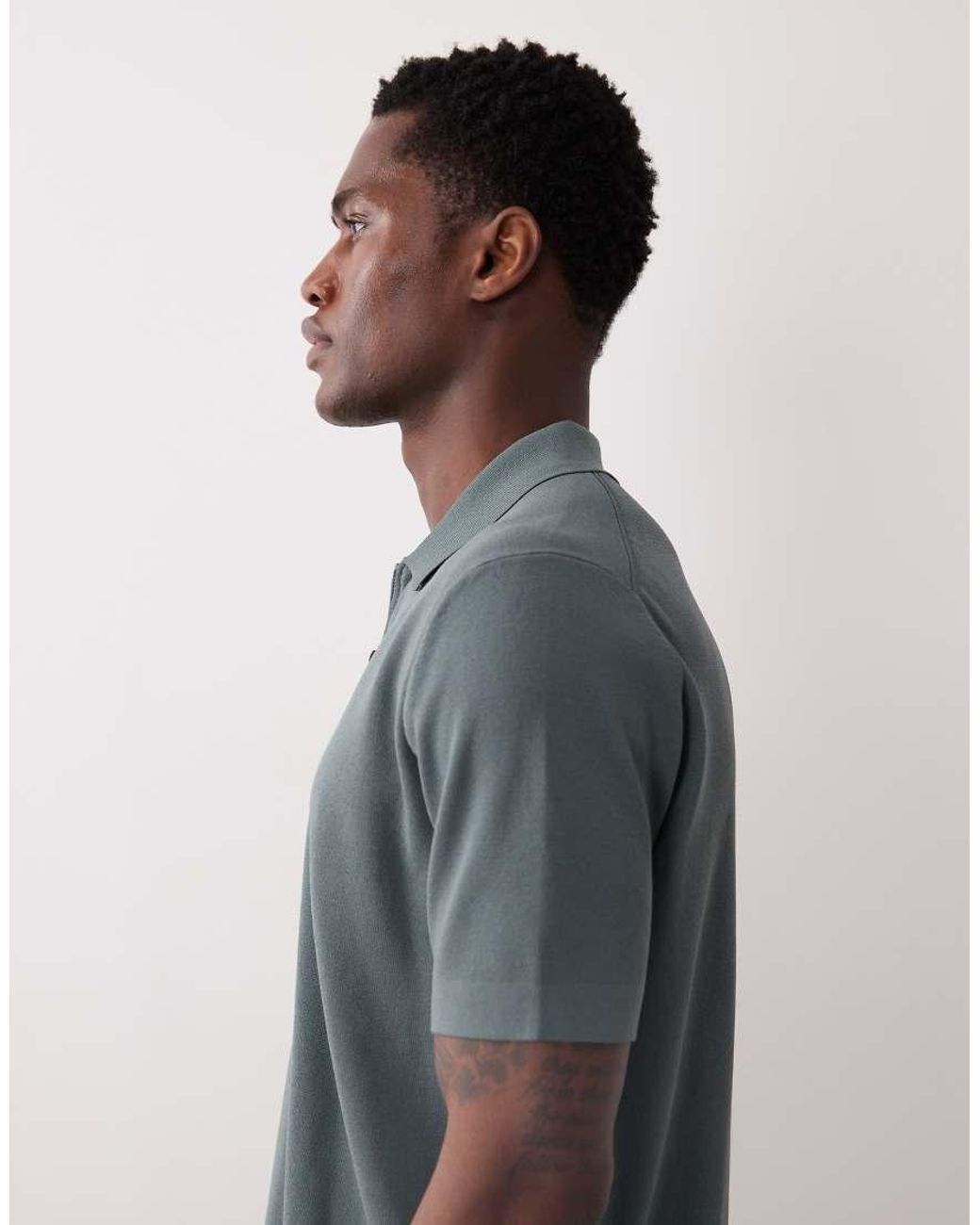 Mango Blue Performance Fine Knit Thermo-regulating Quarter Zip T-shirt for men