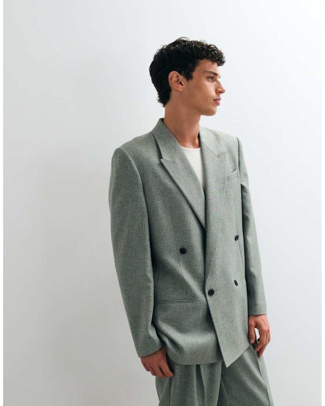 ASOS Green Relaxed Double Breasted Suit Jacket for men