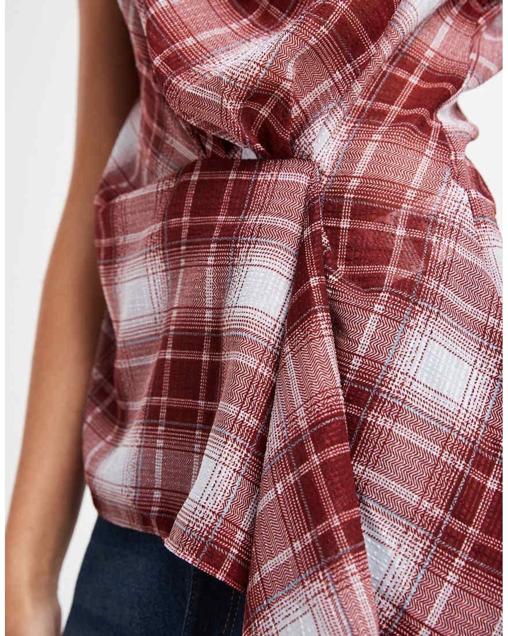 Vero Moda Red Knot-detail Sleeveless Asymmetric Top
