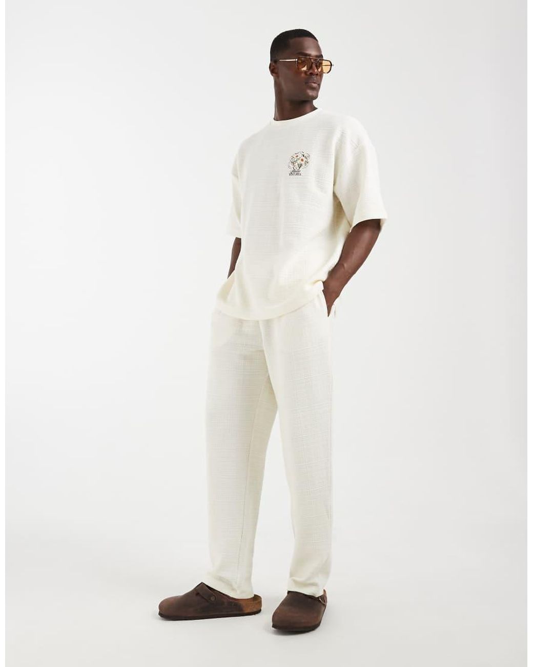 ASOS White Slim Balloon Fit Linen Look Trackies for men