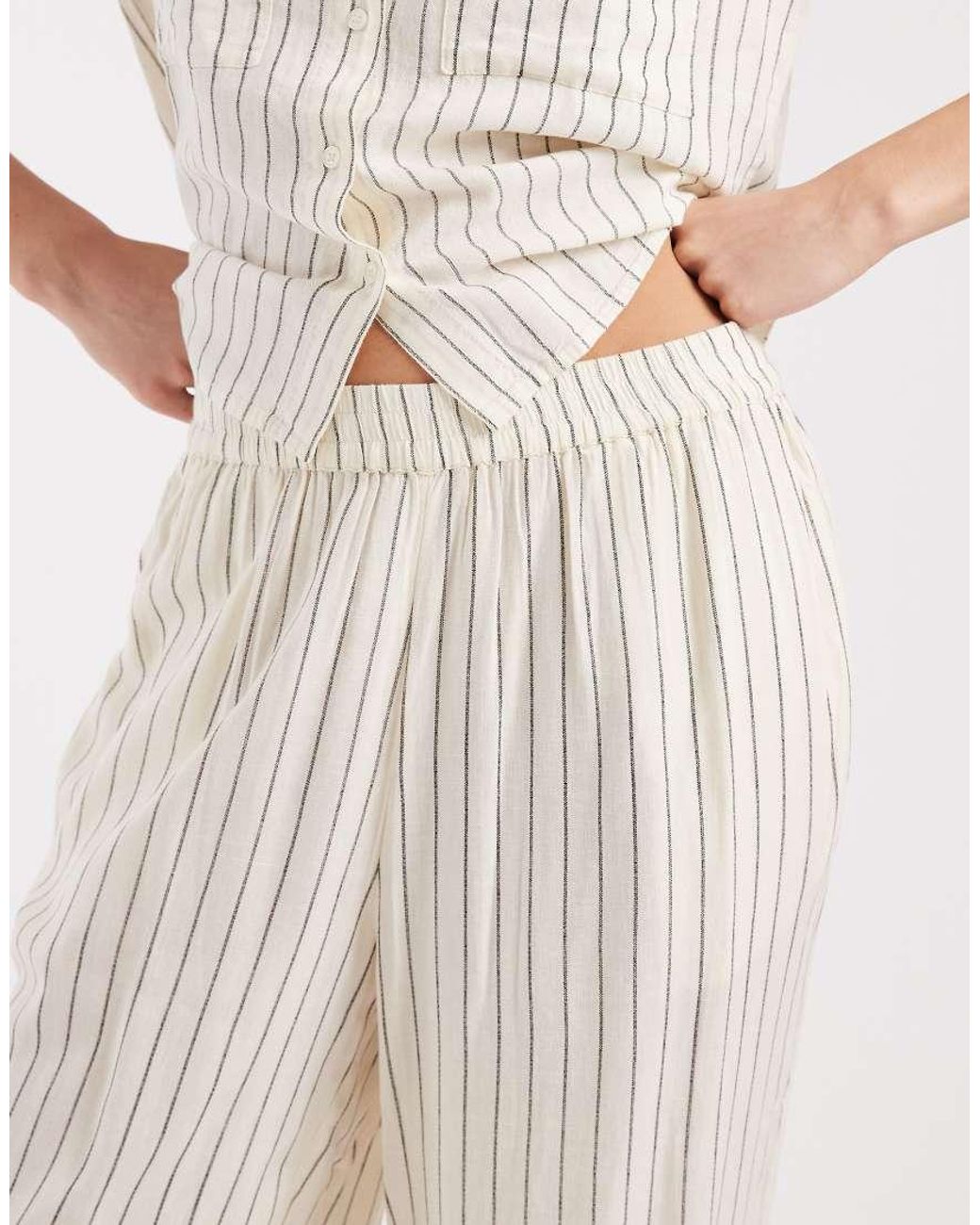 Aware Natural Linen Blend High Waist Wide Leg Trouser Co-Ord