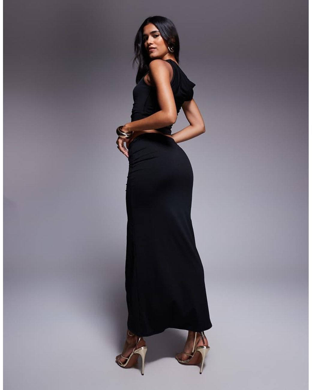 New Look Blue Co-ord Midi Skirt With Gold Buckle