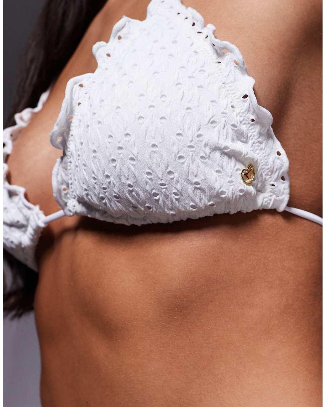 Candypants Black Broderie Triangle Bikini Top