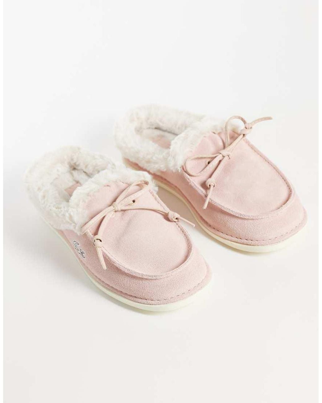 Lacoste Natural Aubrey Mule Fleece Lined Suede Slipper