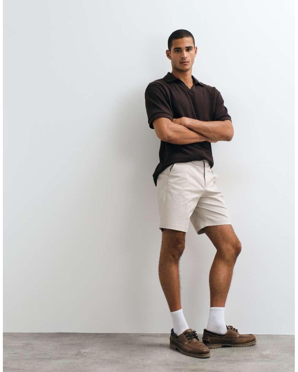 ASOS Natural Tailored Cotton Rich Regular Chino Shorts for men