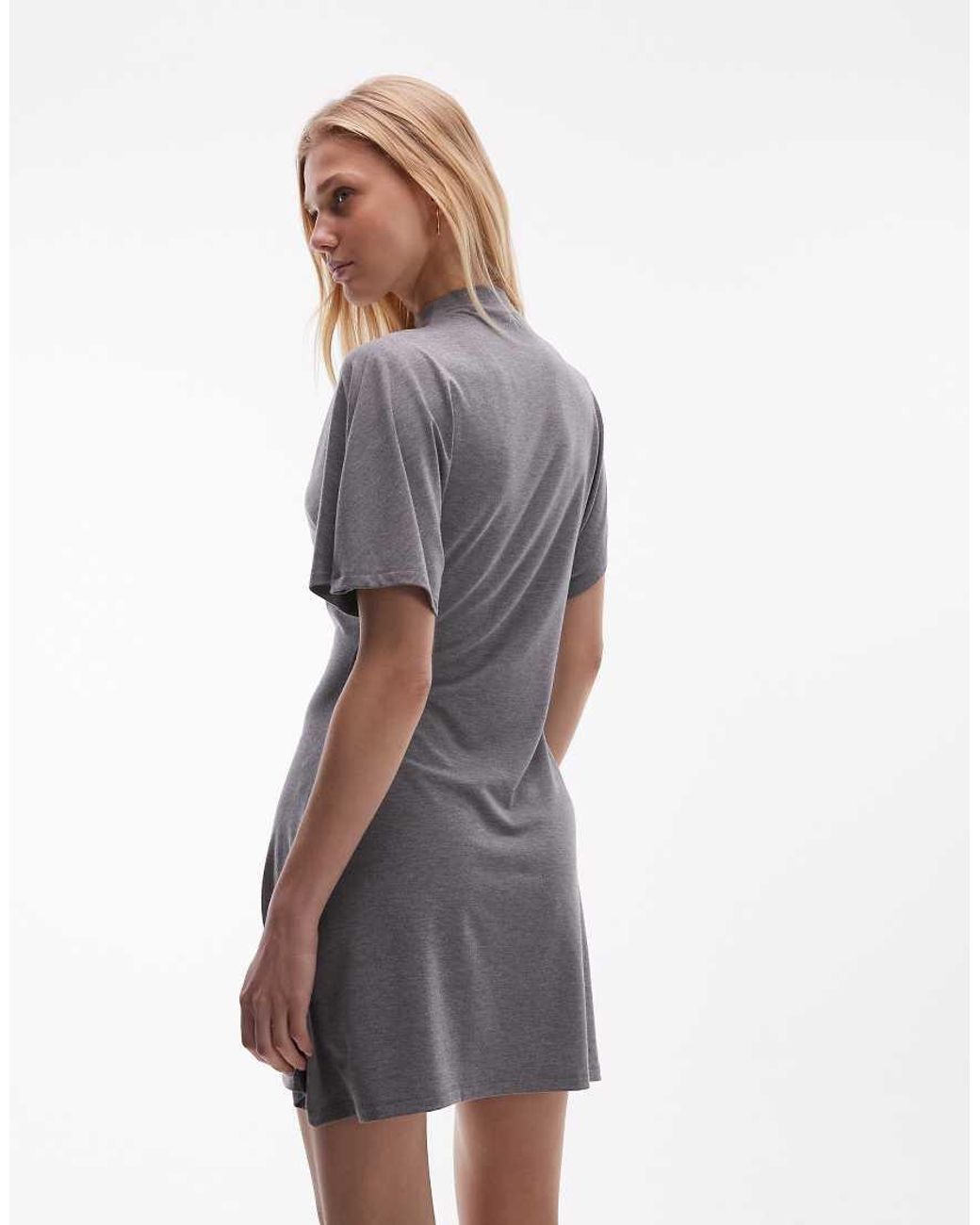ASOS Gray Funnel Neck Batwing Sleeve Mini Dress