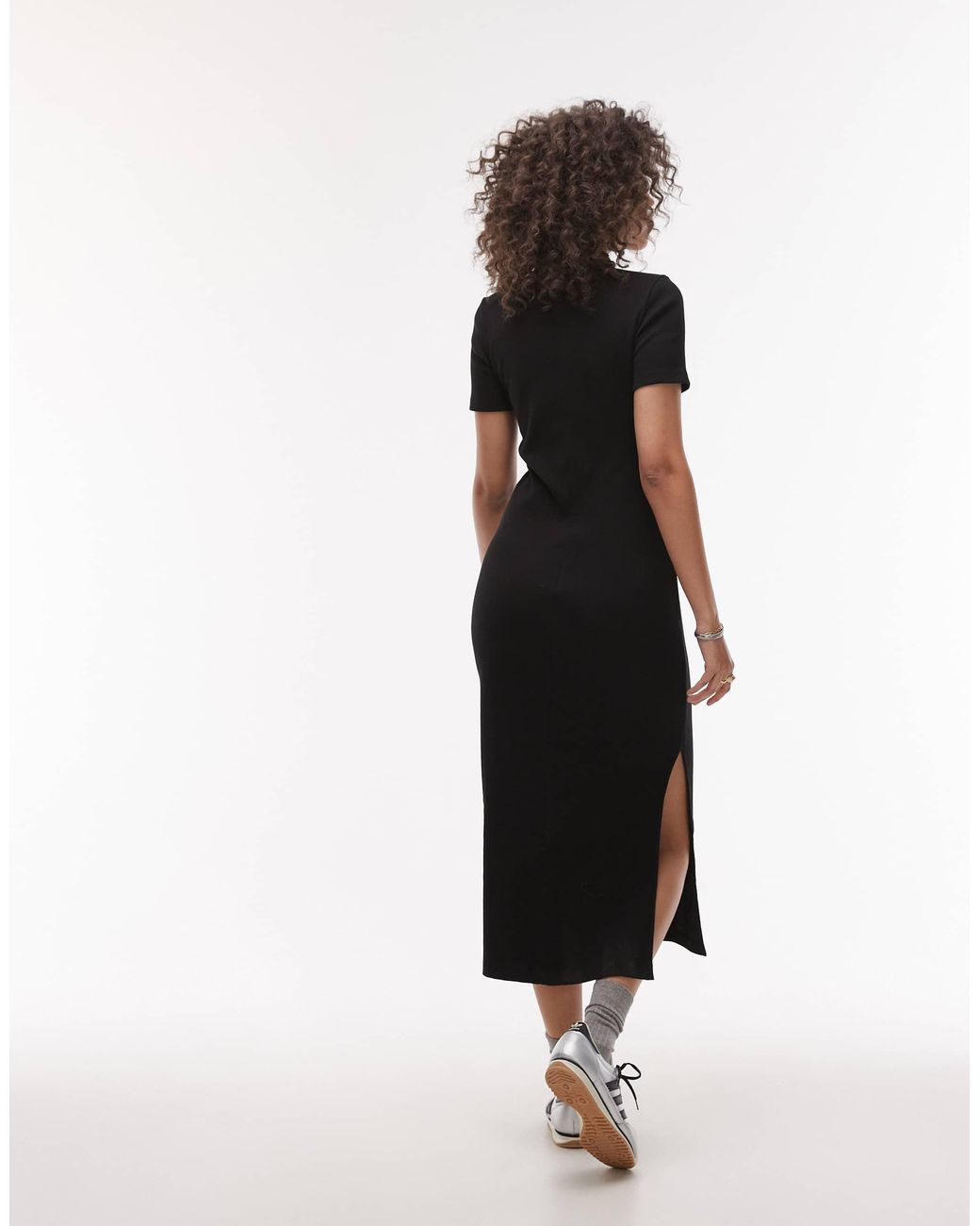 Lacoste Ribbed Polo Maxi Dress in White | Lyst