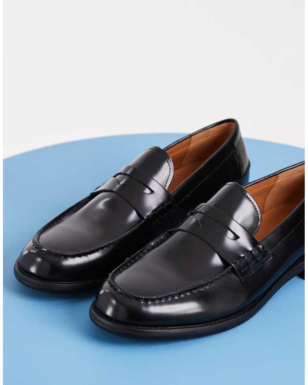 Vagabond Blue Steven Slim Leather Penny Loafers for men