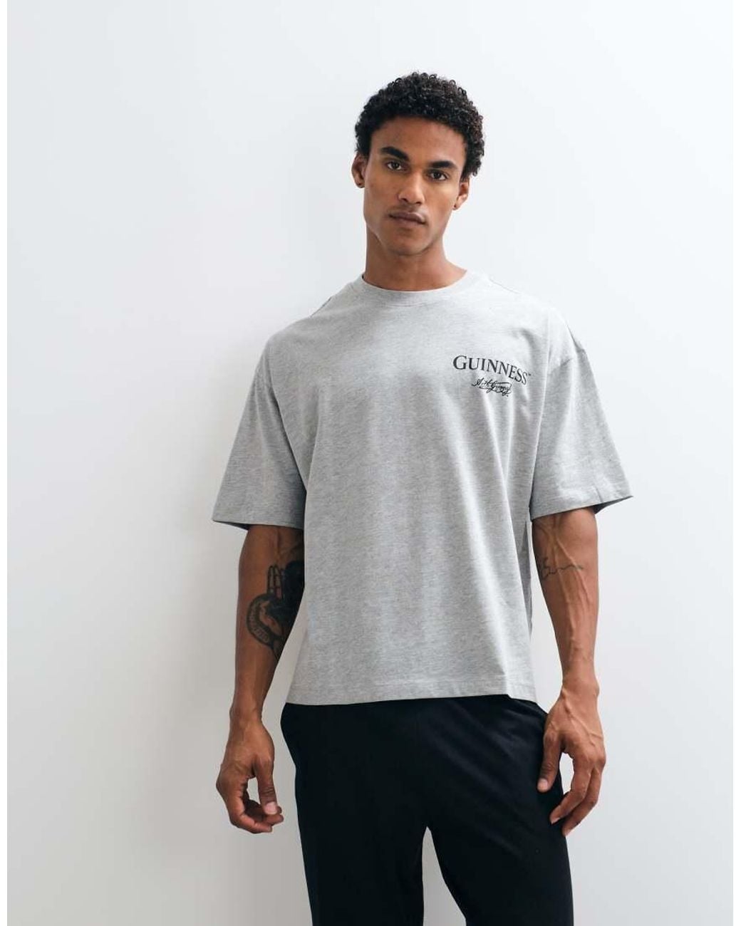 ASOS Gray Guinness Pyjama Set With Christmas Print for men