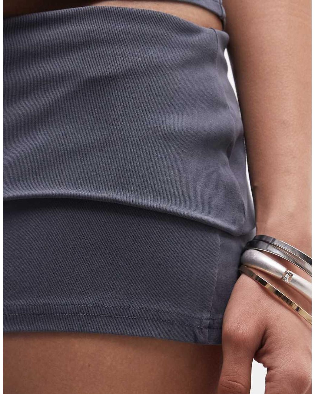 Frankie's Bikinis Blue X Jennie Kim Foldover Waistband Micro Short
