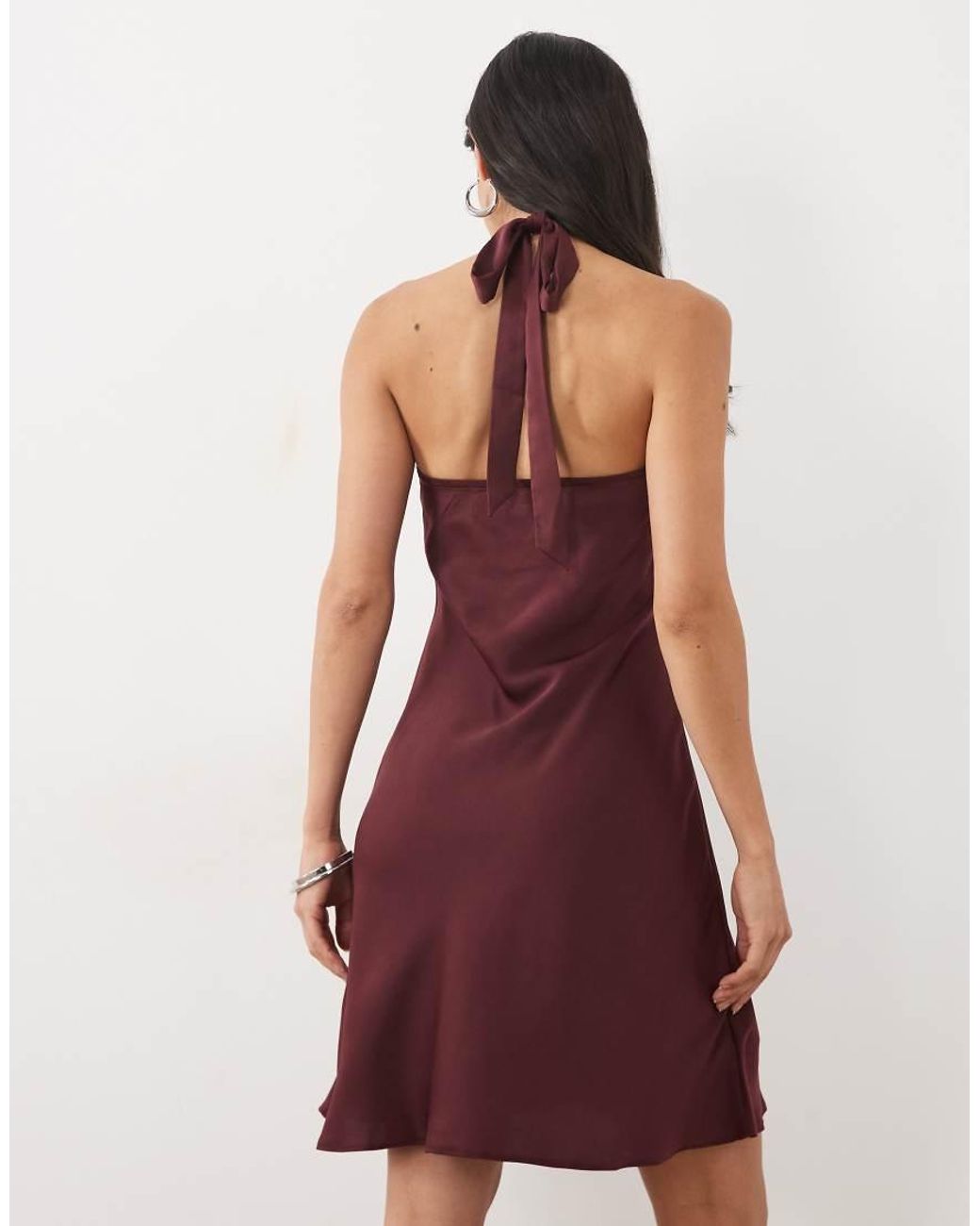 New Look Red Halter Neck Satin Mini Dress