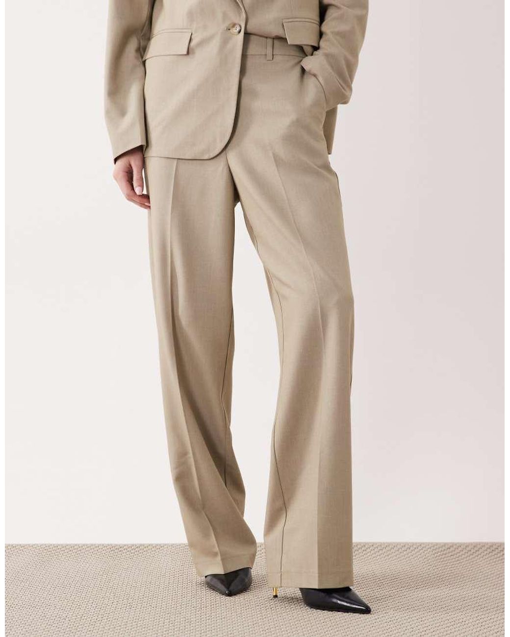 Vila Natural Tailored Straight Leg Trousers Co-ord