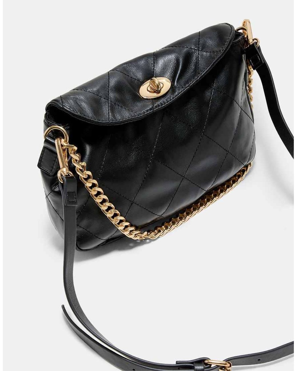 Stradivarius Black Quilted Chain Shoulder Bag
