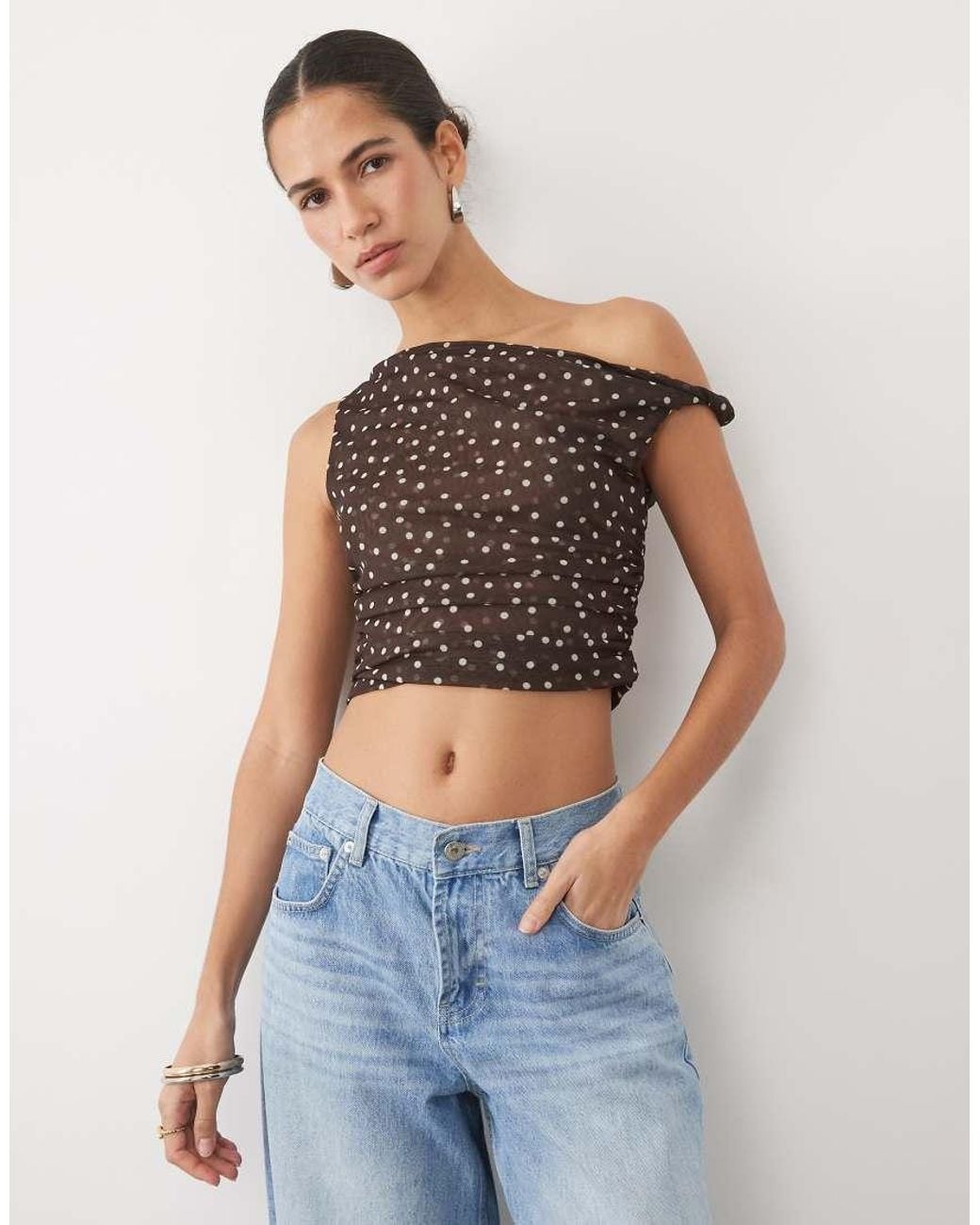New Look Brown Fallen Shoulder Top