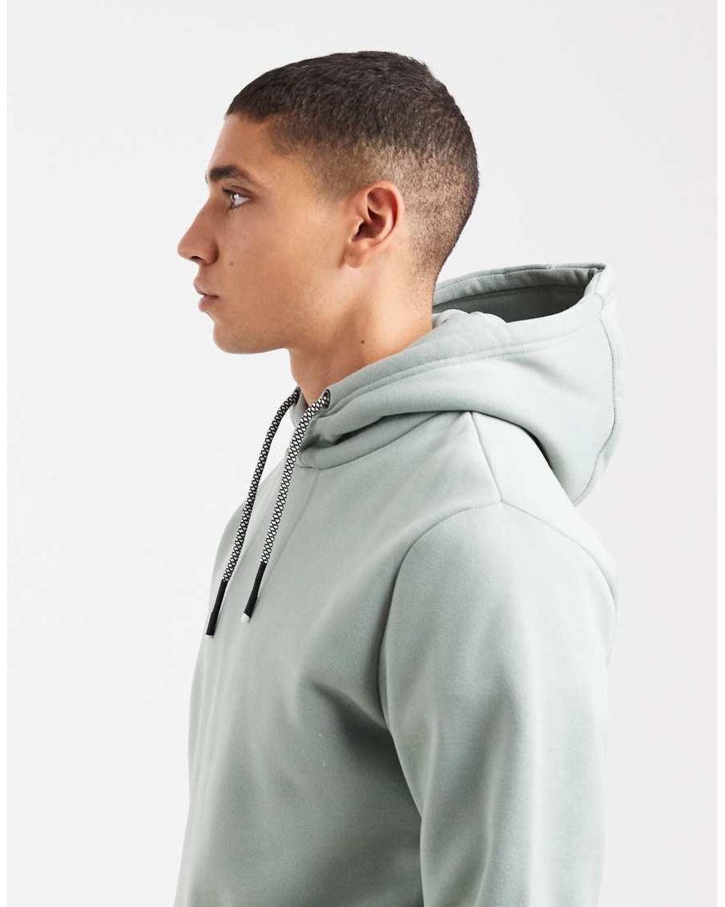 Brave Soul Gray Hoodie With Contrast Drawcords for men