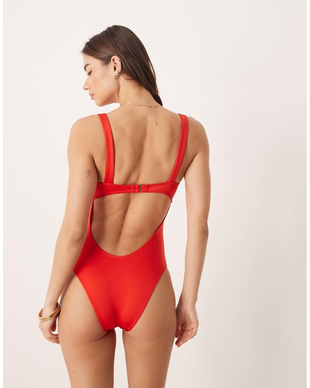 Free Society Red Square Neck Swimsuit
