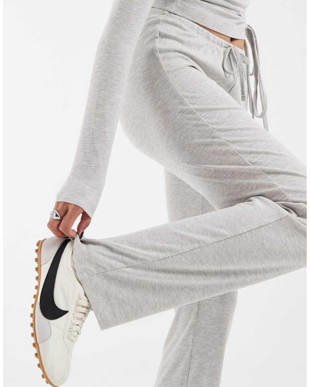 JJXX White Co-ord Rib Wide Fit jogger