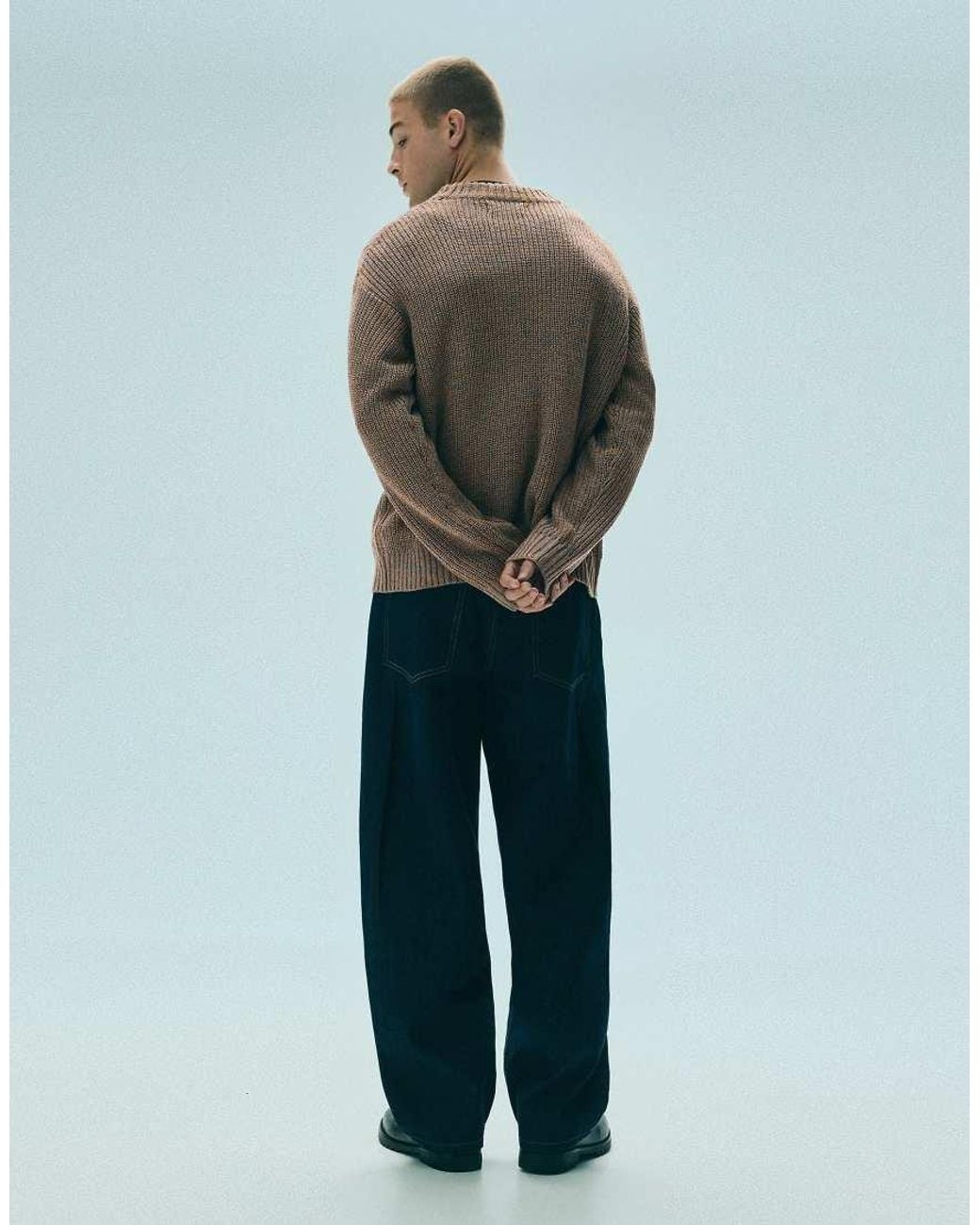 Pull&Bear Green Twisted Yarn Knit Jumper for men