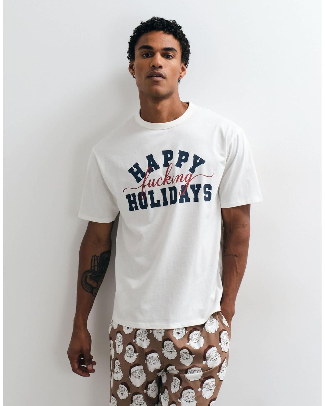 ASOS Christmas Pyjama Set With Swear Word Graphic in White for Men | Lyst
