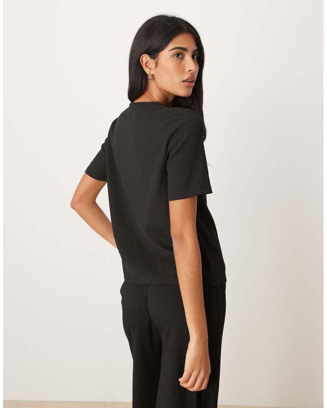 Jdy Black Textured T-shirt Co-ord