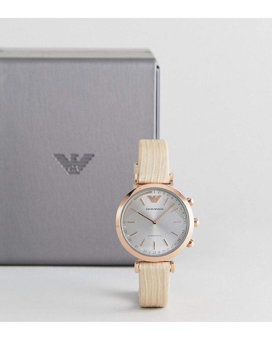 Emporio Armani Connected Art3020 Leather Hybrid Smart Watch in Natural |  Lyst Australia
