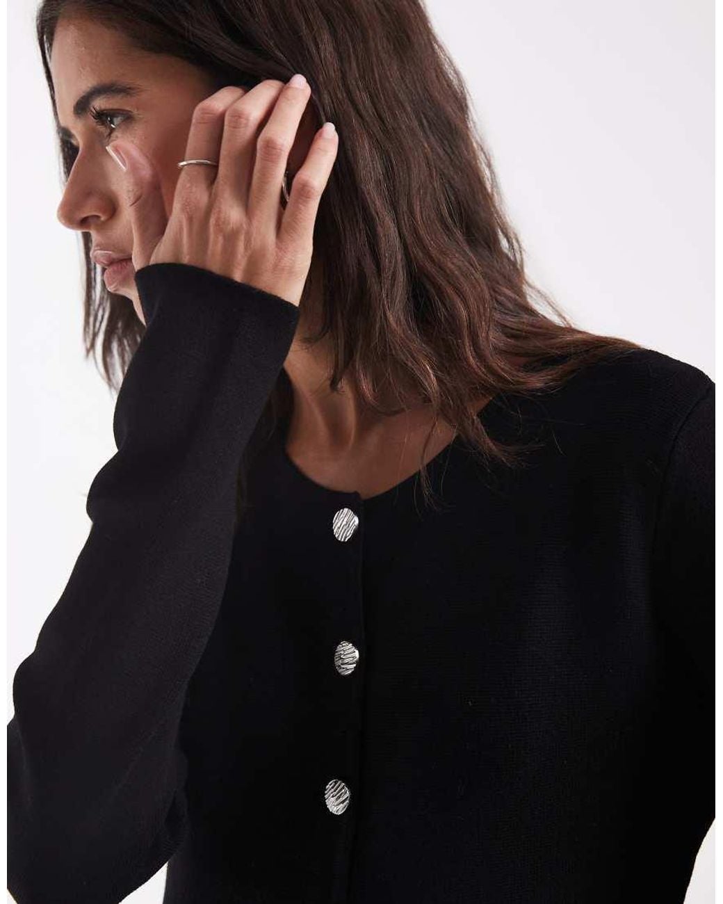 ONLY Blue Buttons Detail Cardigan