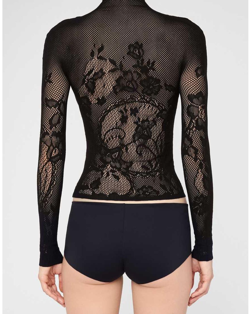Calzedonia Black Liberty Floral Fishnet Top