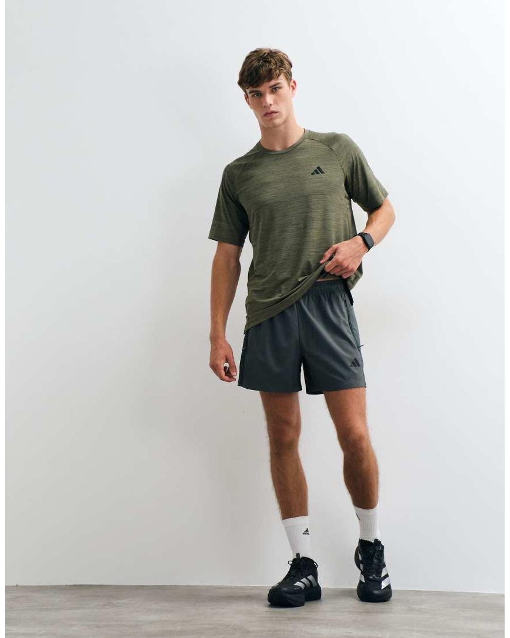 Adidas Originals Green Adidas Training Work Out Essentials Shorts for men