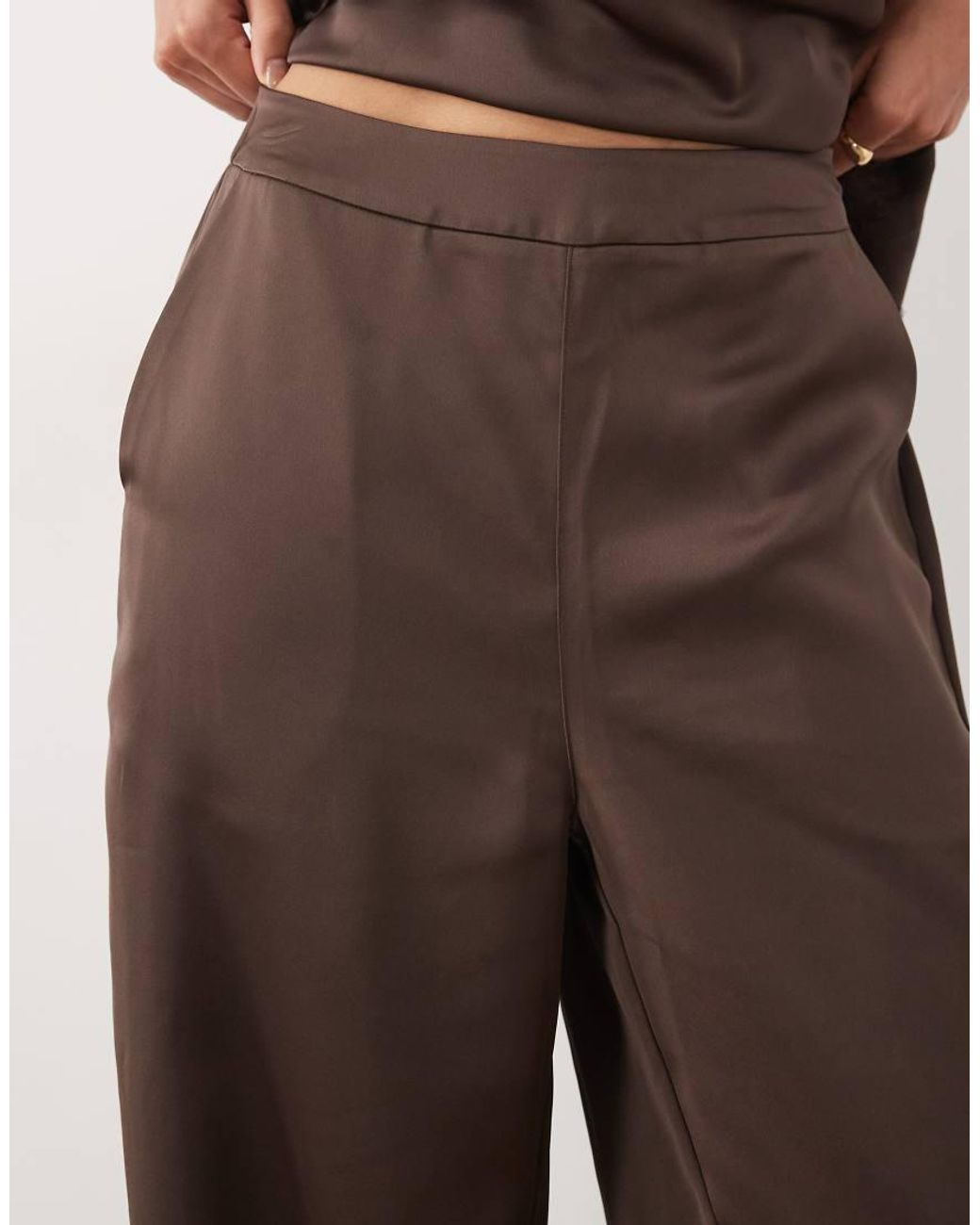 Pretty Lavish Brown Satin Balloon Leg Trousers Co-ord