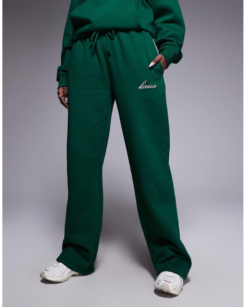 Kaiia Green Exclusive Cotton Rich Wide Leg Joggers Co-Ord