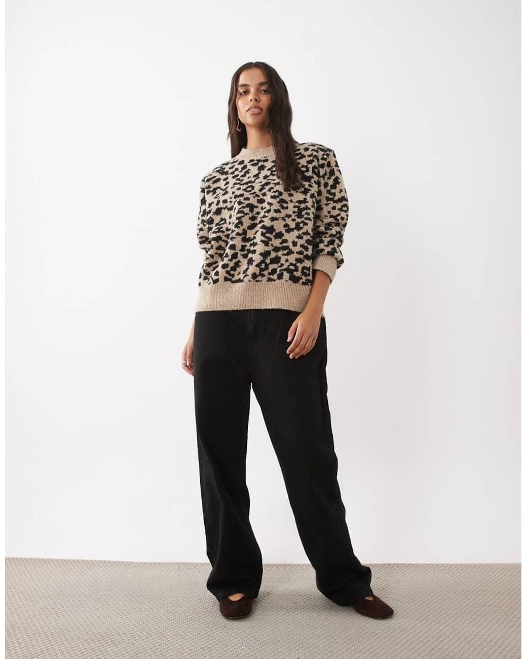 ASOS Brown Drop Shoulder Pad Longline Jumper