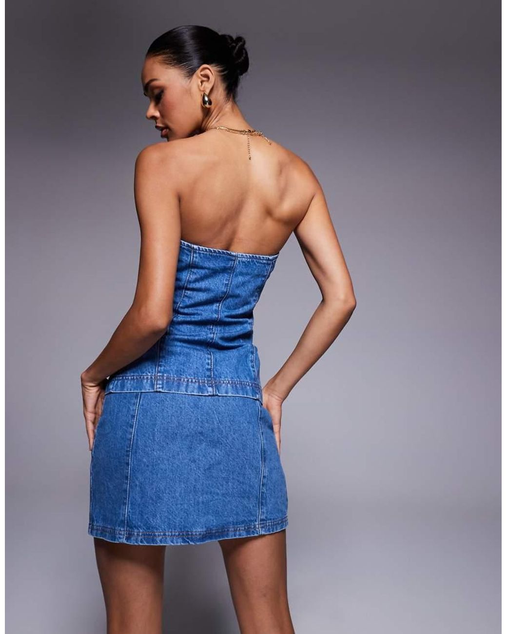ASOS Blue Denim Micro Mini Skirt With Seams Co-ord