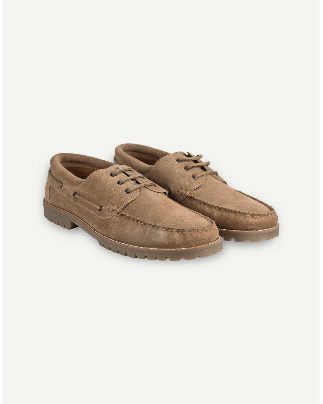 Thomas Crick White Cape Suede Boat Shoes With Cleated Sole for men