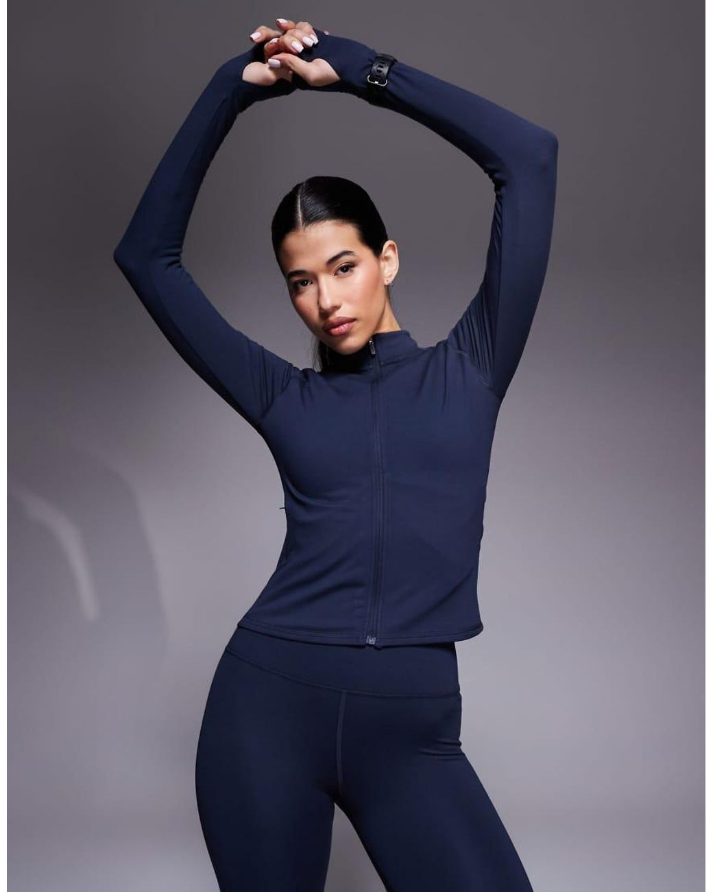 4505 Blue Icon Zip Up Performance Long Sleeve Top