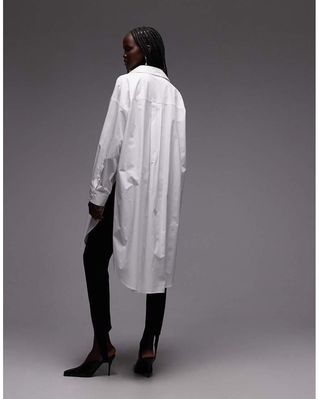 ASOS Gray Wide Cuffs Longline Oversized Shirt