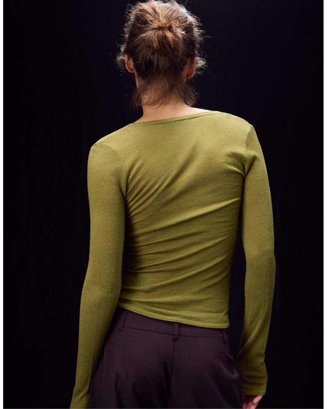 Stradivarius Blue Basic Wool And Silk Round Neck Jumper