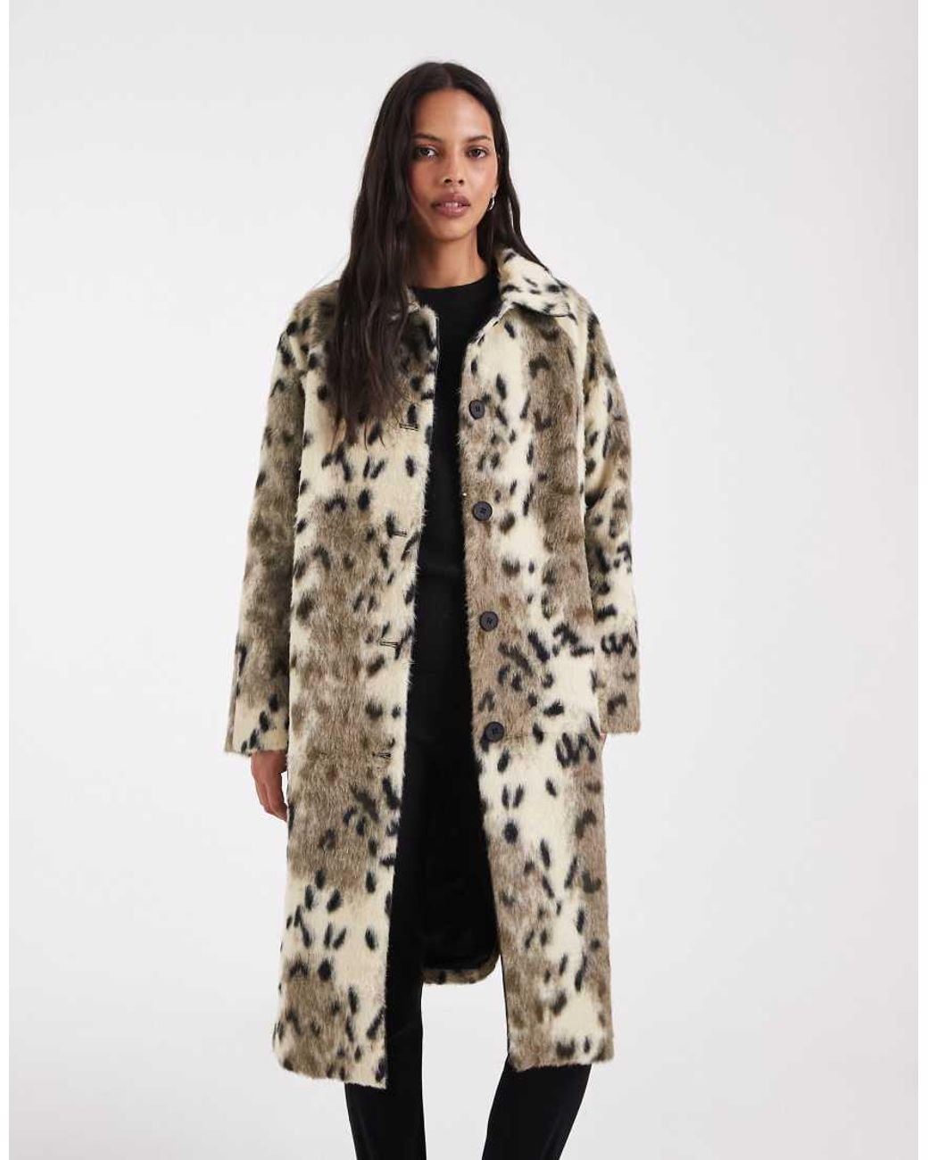 ASOS White Longline Faux Fur Car Coat