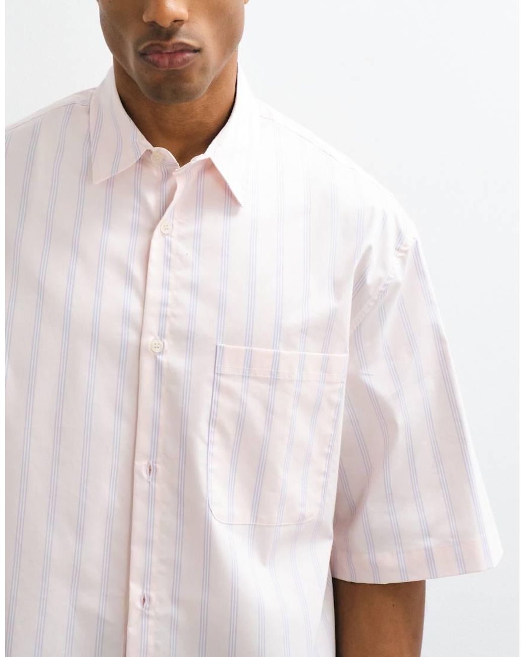 ASOS Natural Boxy Oversized Stripe Shirt for men